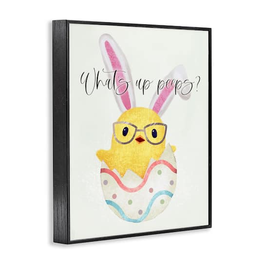 Stupell Industries What's Up Peeps Funny Easter Phrase Hatched Chick Framed Giclee Art